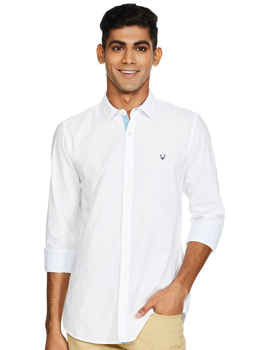 Allen Solly Men's Solid Slim Fit Shirt (ASSFQMOBZ43301_White 40)