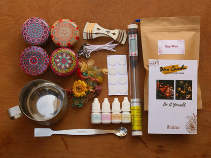 iKalaa Candle Making KIT | Soy Wax | Melting Pot | Tin Containers | Wick Holder | Scented KIT & More