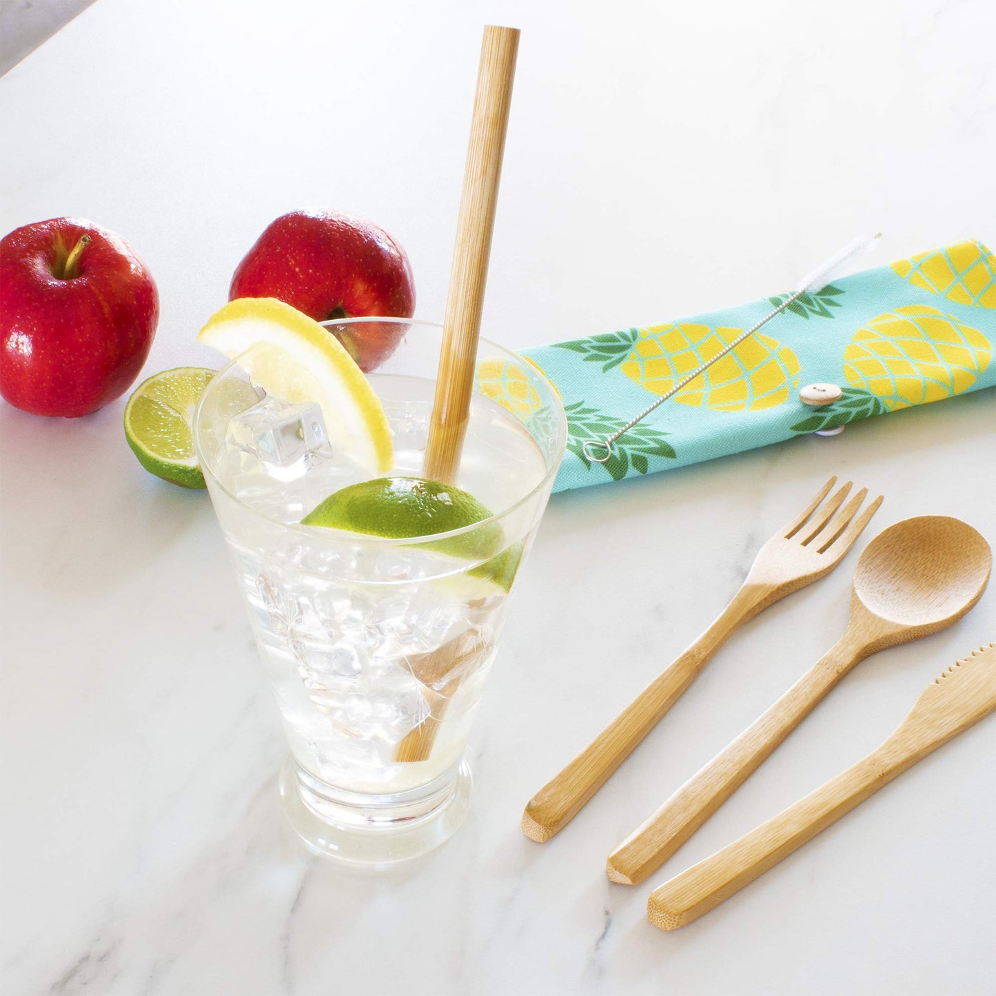 Totally Bamboo Bamboo Utensil Set (Pineapple Case, Straw, Dishwasher Safe)