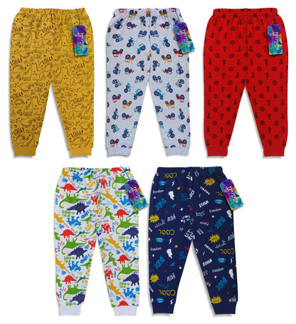 minicult Cotton Pajama Pants with All Over Print for Boys and Girls (Multicolor Designs)(Regular Fit)(Pack of 5)