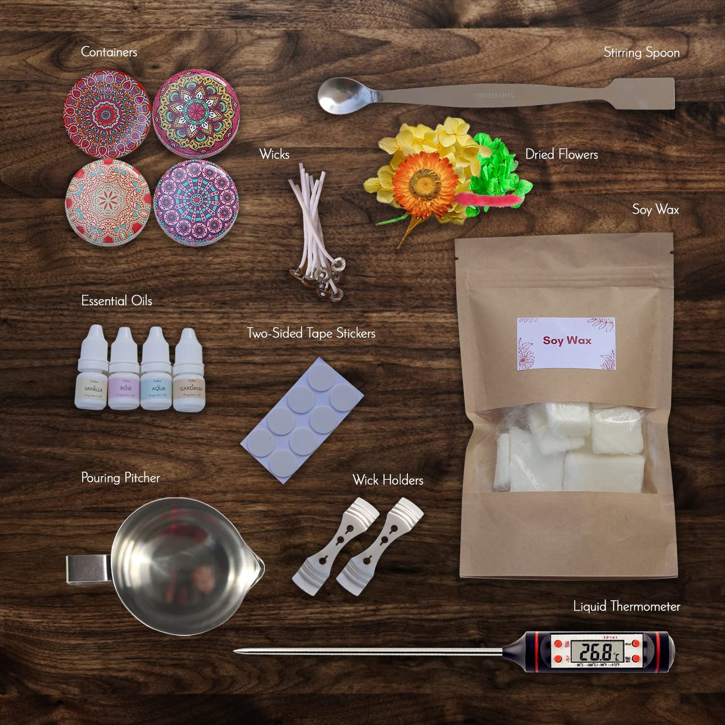 iKalaa Candle Making KIT | Soy Wax | Melting Pot | Tin Containers | Wick Holder | Scented KIT & More