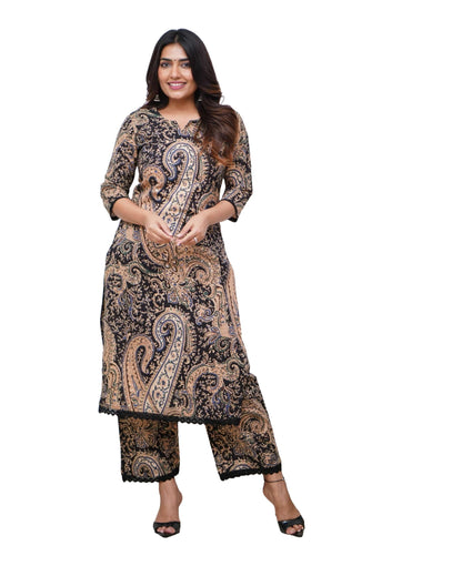 Nermosa Women Printed Straight Kurta and Pant Set (X-Large)