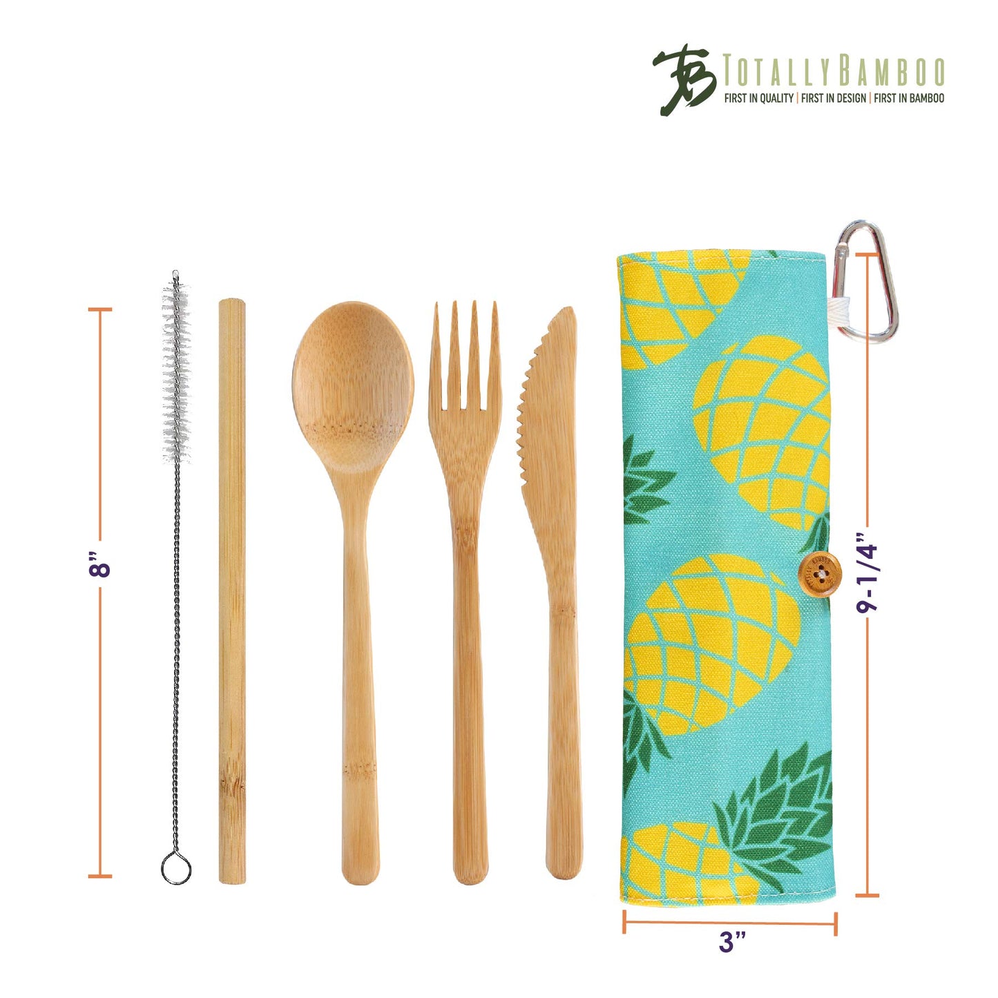 Totally Bamboo Bamboo Utensil Set (Pineapple Case, Straw, Dishwasher Safe)