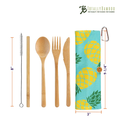 Totally Bamboo Bamboo Utensil Set (Pineapple Case, Straw, Dishwasher Safe)