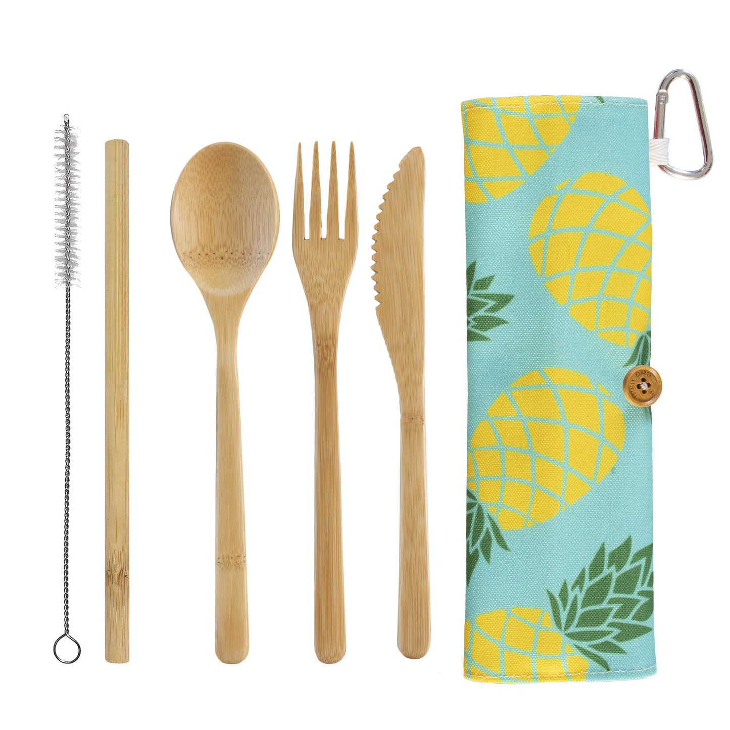 Totally Bamboo Bamboo Utensil Set (Pineapple Case, Straw, Dishwasher Safe)