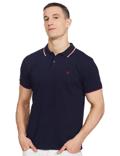 Allen Solly Men's Regular Fit Polo (ASKPQRGFW82524_Navy_L)