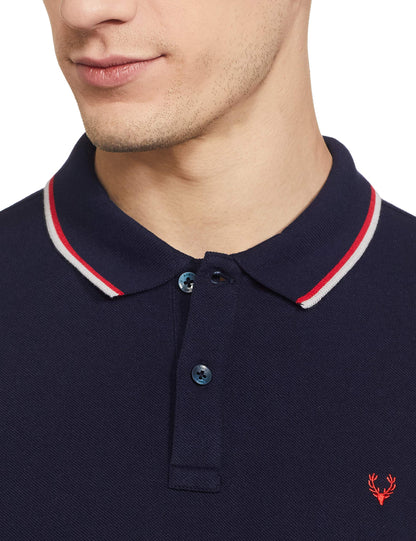 Allen Solly Men's Regular Fit Polo (ASKPQRGFW82524_Navy_L)